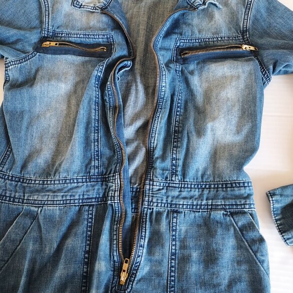 Free People x Sandrine Rose Deep Zip Denim Slouchy Jumpsuit Size Med - Picture 14 of 15